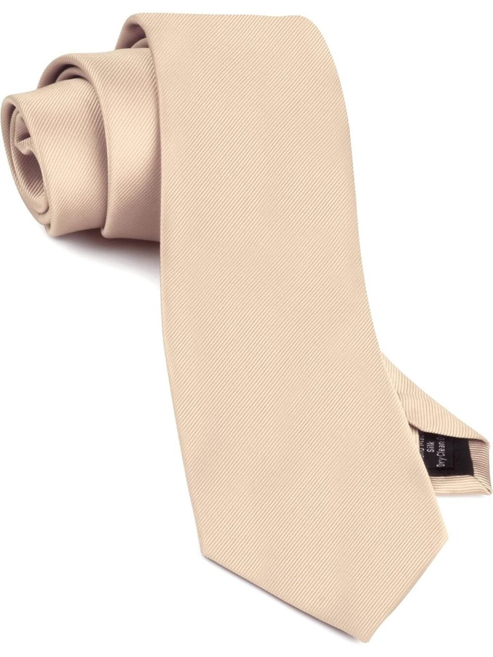 Men's Beige Solid Twill Textured Woven Silk Formal Necktie For Wedding Dress